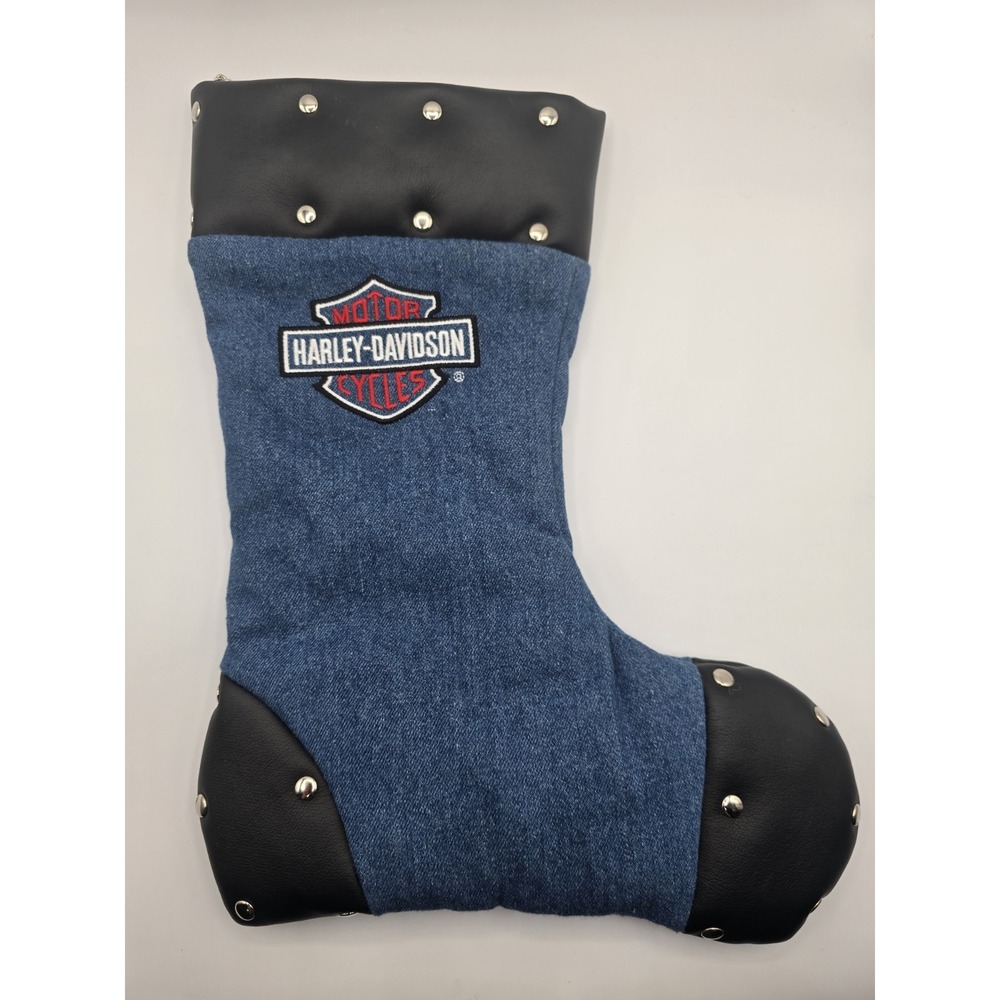 NOS 2001 VINTAGE Harley-Davidson Denim Studded Boot Christmas Stocking